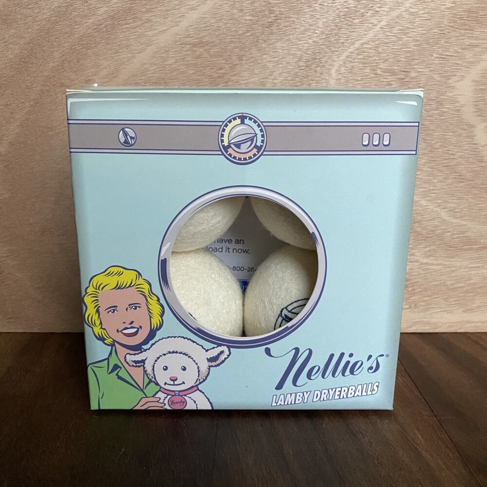 New Nellie's Lamby Wool Dryerballs Dryer Balls 4-Pack Reusable Fabric Softener